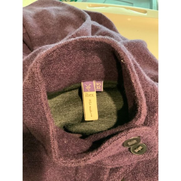 Ibex Purple Wool Button-Up Cardigan W/Pockets, Size XS - Picture 7 of 7